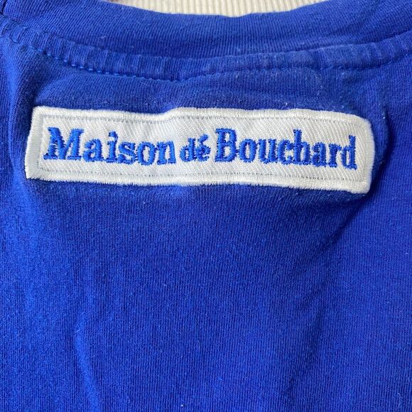 Boy’s Size 12 Shirt Maison De Bouchard Big Logo Blue Short Sleeve Crewneck - Picture 4 of 5